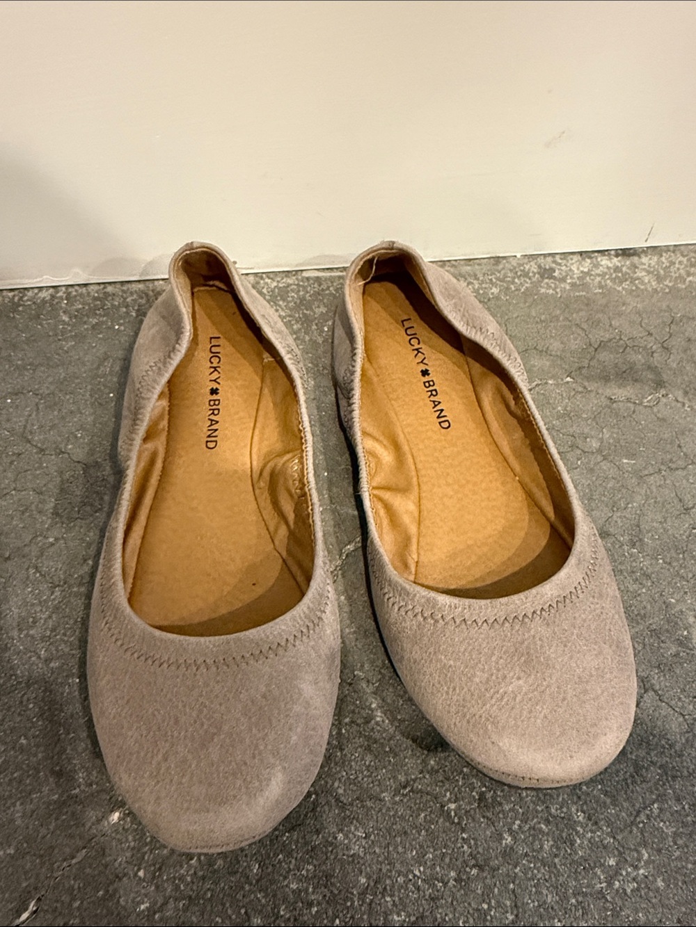 Lucky Brand Taupe/Gray Suede Slip-On Flats